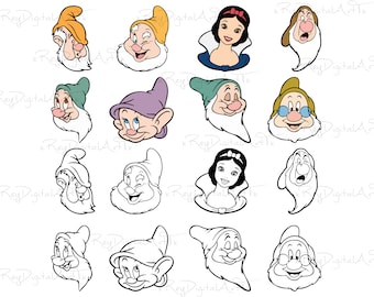 Snow White Svg, Snow White and the Seven Dwarfs Svg, Svg Files for Cricut Silhouette, Snow White Clipart, Snow White Princess, Png Dxf, Eps