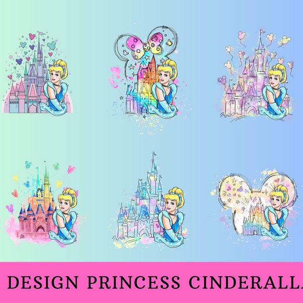 Princess Cinderella Png Bundle, Cinderella Party, Cindrella Birthday Png, Cinderella Png, Cinderella Png For Sihrt, Watercolour Princess