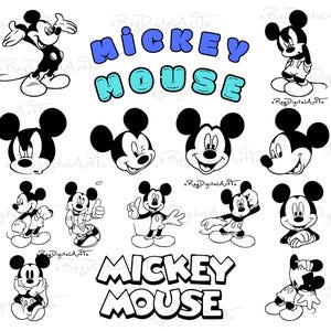 Mouse Silhouette Svg Bundle, Mouse Clipart, Digital Download for Cricut, Silhouette Svg Files, Vector Cut Files, Mouse Layered, Mouse Head