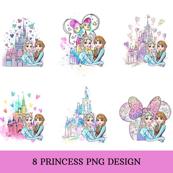 Princess Png, Watercolor Castle Png, Girls Png, Princess Png, Cricut file, Digital Clipart, Frozen Clipart, Frozen Silhouette