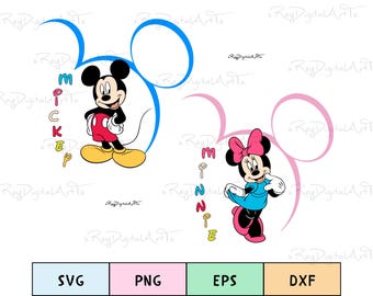 Mouse Couple Svg Bundle, Mouse Head Clipart, Svg Files For Cricut, Mouse Layered, Svg, Png, Eps, Dxf, Instant Download, Mouse Prints
