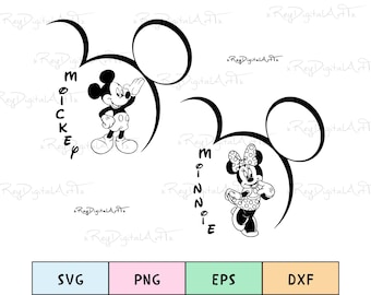 Mouse Couple Svg Bundle, Svg Files For Cricut, Mouse Silhouette Svg, Png, Eps, Dxf, Cricut, Mouse Clipart, Digital Download, Family Trip Png