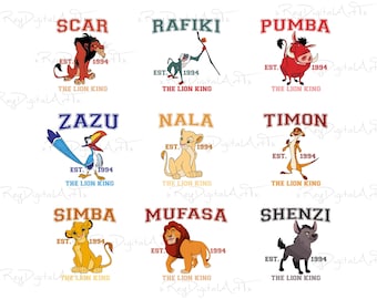 Lion King Clipart, Lion King Printable, Lion King Svg Bundle, Lion King Digital Download, Svg Files For Cricut, Lion King Characters Png