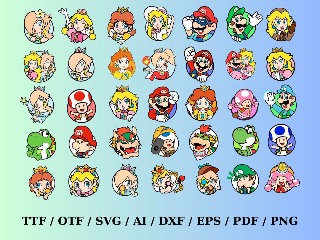 Super Mario Svg Bundle, Super Mario Bundle, Super Mario Characters, Cut