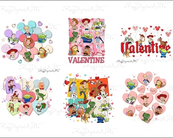 Toy Story Valentine Png Bundle, Happy Valentine Png, Valentine's Day Png, Xoxo Valentines Png, Toy Story Couple Png, Pink Love Heart Png