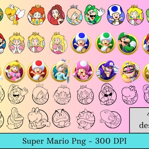 Super Mario Png, Super Mario Bundle Png, Mario Characters Png, Cut Files For Cricut, Clipart, Vector, Cut File, Princess Peach Bundle