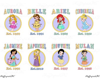 Princess Png Bundle, Cute Princess Clipart, Baby Princess Png, Kids Birthday Print, Princess Est Co Png, Baby Princess Print, Digital