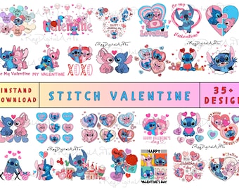 Happy Valentine's Day Png Bundle, Stitch Valentine Png, Love Png, Valentines Png, Stitch Love Png, Magical Heart Valentines Png, Digital