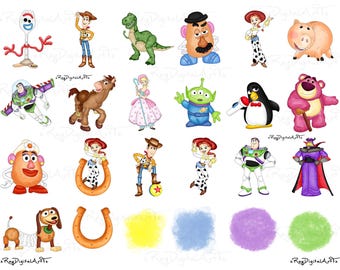 Toy Story Watercolor Clipart, 24 Files Toy Story Png, Woody, Buzz Lightyear Png, Jessie, Bo Peep Clipart, Toy Story Birthday Party