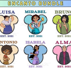 Encanto Family Mouse Ears Png Bundle, Mirabel Luisa Bruno Isabela Clipart, Magical Vacation Shirt Design, Digital Sublimation Png