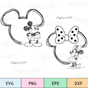 Paquete de Svg de boceto de ratón, archivos Svg para Cricut, archivo de corte Svg, cabeza de ratón Svg, viaje familiar Png, silueta de ratón, clipart de ratón, Svg en capas