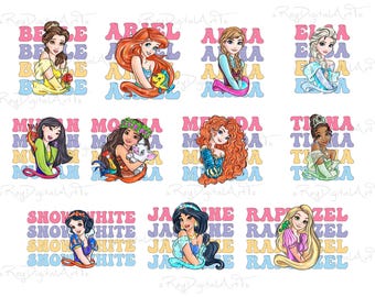 Bundle Png princesse, clipart princesse, fichiers Png coupe princesse, Silhouette de princesse, voyage en famille Png, téléchargement immédiat, Bundle numérique Png