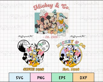 Retro Mouse Friends Est Co Svg Bundle, Family Trip Png, Friends Svg, Family Vacation Svg, Instant Download, Svg Files For Cricut Clipart