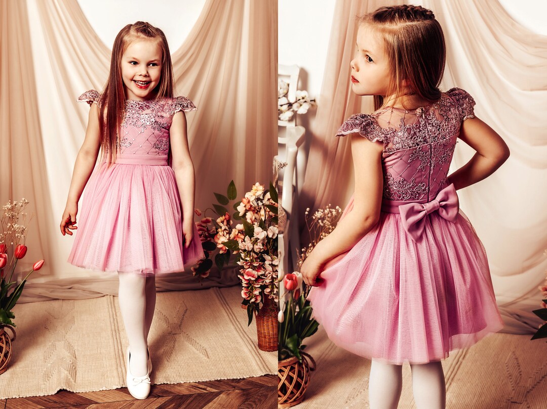 Lace Dress for a Child Tulle Dress for a Girl for a Birthday Etsy