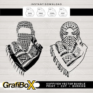 Keffiyeh Clipart SVG Cut Files PNG Print Ready: Palestine Scarf