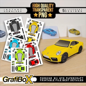Porsche 911 Papercraft Model: 3D Car DIY Kit (PNG Instant Download)