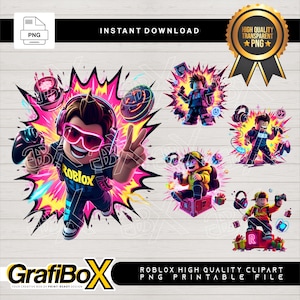 Gaming PNG Bundle, Roblox clipart bundle, Font, digital paper, PNG, files with transparent background Tshirt Design