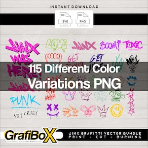100+ Jinx Graffiti png bundle clipart, League of Legends for cricut, files for sublimation, Digital Stickers, tshirt design, tumbler png
