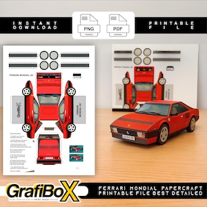 Ferrari Mondial Papercraft Model: Classic Car DIY Kit (PDF & PNG)