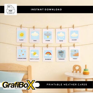 Pacote de clima, atividade de clima para crianças pequenas, atividades para educação domiciliar, atividade para casa, flashcard pré-escolar, cesta matinal