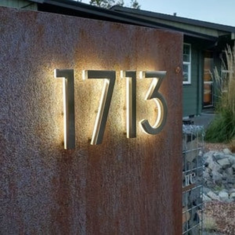 House Lighted Number LED Backlit Door Number Light up Etsy
