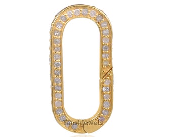 Joyería con cierre ovalado de triple diamante en oro amarillo de 14 quilates