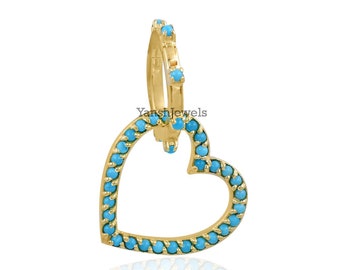 14K yellow gold plated turquoise heart clasp lock jewelry