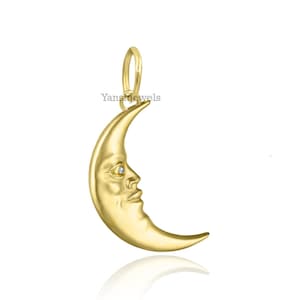 14K yellow gold plated moon face pendant jewelry