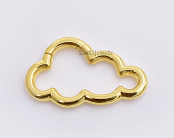 Collar de mujer con cierre de nube lisa en oro amarillo de 14 quilates, joyería con cierre de conector