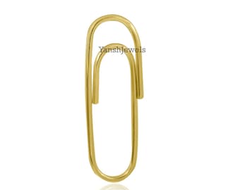 14K solid yellow gold paper clip lock charm jewelry
