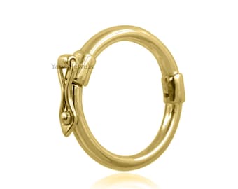 14K yellow  gold round buckle clip clasp lock, necklace jewelry connector