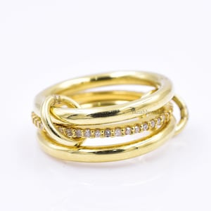 925 Silver Gold Plated Diamond Eternity Statement Ring Gold Ring Set