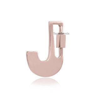 14k rose gold plated Initial J letter carabiner lock jewelry