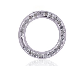 14k yellow gold  pave diamond round clasp lock jewelry