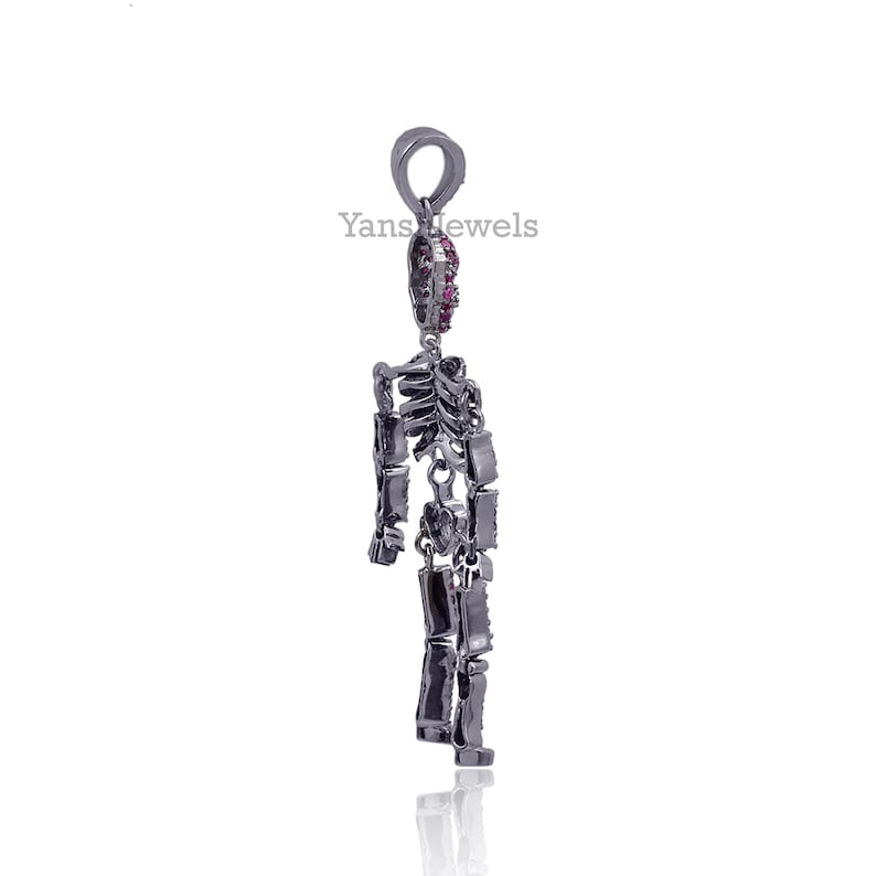 925 Silver Ruby Human Skeleton Pendant Jewelry - Etsy
