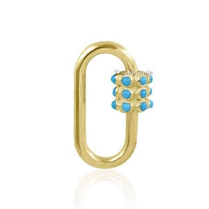 14K yellow gold turquoise screw carabiner lock jewelry