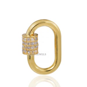 14K yellow gold single cut diamond screw carabiner lock jewelry