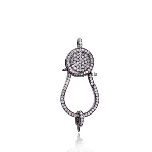 925 silver diamond Finding Push Lock  Clicker Lock Single Cut Diamond lock Jewelry