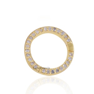 14K yellow gold pave diamond round clasp lock jewelry