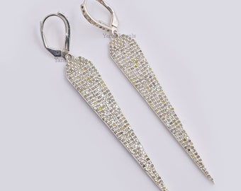 Diamanten hangoorbellen, 14k geelgoud verguld sterlingzilver