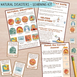 Kit didattico sui disastri naturali per bambini, attività di studio sulla natura, flashcard sulle abilità di vita, carte Montessori sulla scienza del tempo, scuola materna domiciliare
