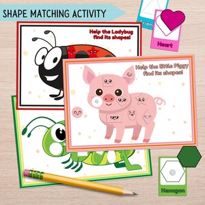 Activité de correspondance de formes et cartes mémoire pour enfants/tout-petits, formes d'apprentissage, formes Montessori, jeu de formes géométriques, école à la maison et préscolaire