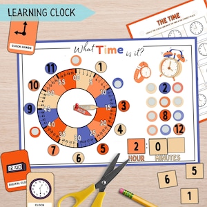 Learn to Tell Time Activity, Flashcards and Worksheets for Kids, Life Skill Time Telling, Printable Clock, What Time Is It, Montessori Time
