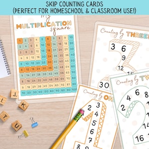 Skip Counting Cards, Multiplication Table, Counting Chart Activity, Homeschool Math Activity, Skip Counting Practice, Kid Early Math Skills