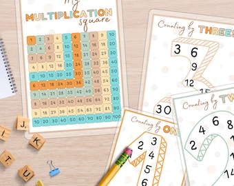Multiplikationstabell för hoppande räkning: Utskrivbar matte i hemundervisningen (PDF-nedladdning A4-storlek)
