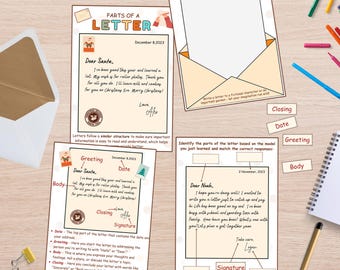 Kids Letter Writing Learning Kit: Printable Language Arts Lesson (PDF Download A4 Size)