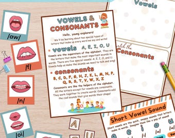 Vowels and Consonants Learning Kit: Phonics, Sound Walls (Digital Download)