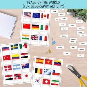 Flags of the World Learning Activity: Montessori Geography Kit (Digital Download)