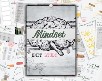 Unit Study Growth Mindset: SEL-activiteiten voor kinderen, zelfgroei en positieve mindset, zelfhulpwerkboek afdrukbaar
