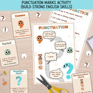 Schede didattiche sui segni di punteggiatura: grammatica elementare, scuola materna Montessori (download PDF)